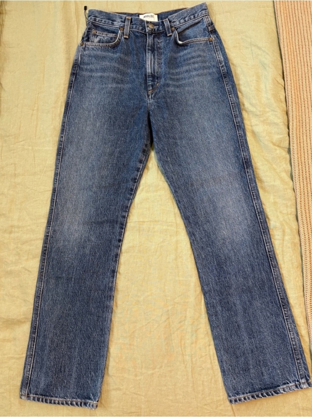 Agolde High-Rise Straight Leg Jeans — Medium Blue